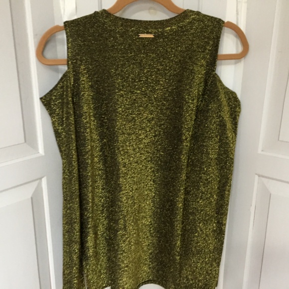 MICHAEL Michael Kors Metallic Green-Gold Cold Shoulder Tunic - Picture 11 of 15